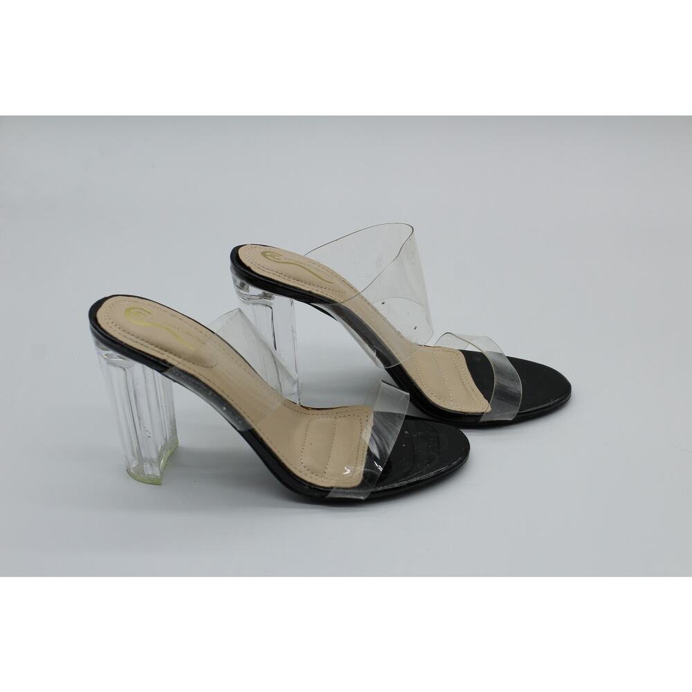 Elegant Collection clear strap and heel slip on pumps womens 9 y2k elegant event